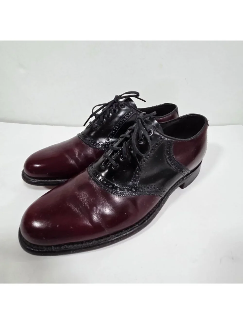 Bostonian Men’s Saddle Oxford Dress Shoes Brown Burgundy Black Leather Lace Up S - Picture 3 of 9